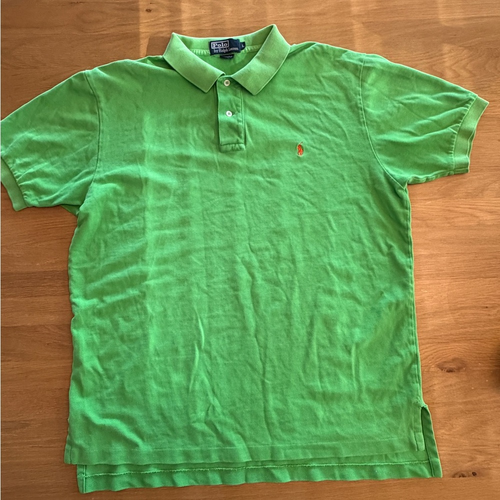 Polo by Ralph Lauren Neon Green Short Sleeve Polo with Orange Pony - Picture 3 of 10
